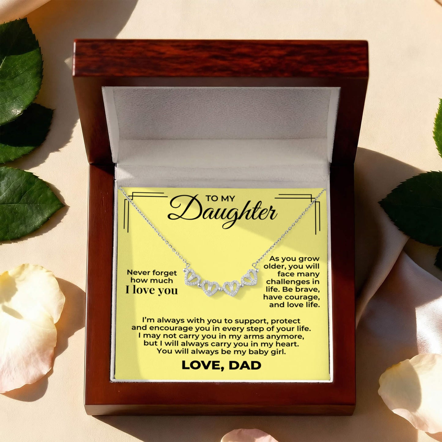 Magnetic Hearts Necklace - To My Daughter "Never Forget How Much I Love You"