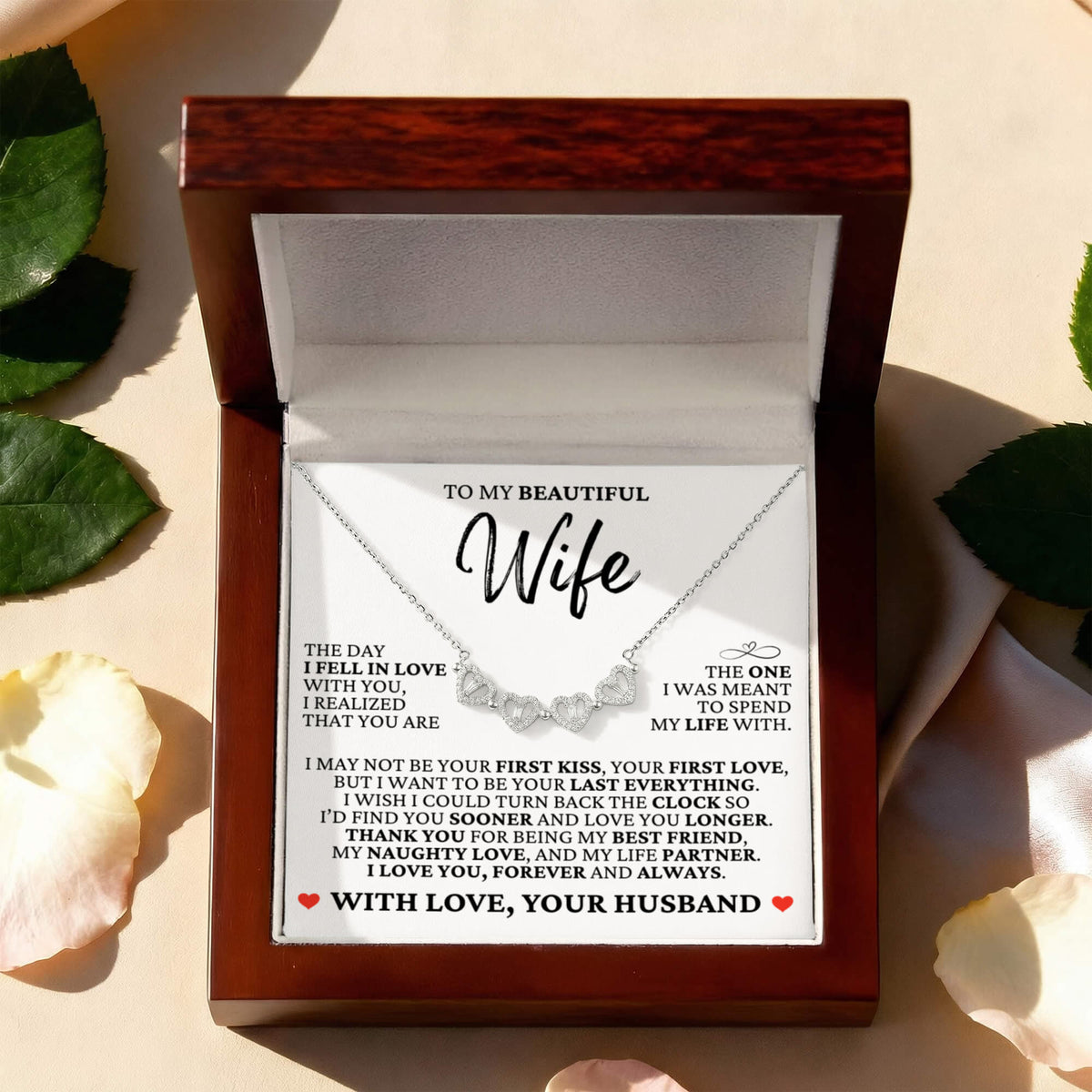 Four Hearts Necklace - To My Beautiful Wife "Thank You for Being My Best Friend"