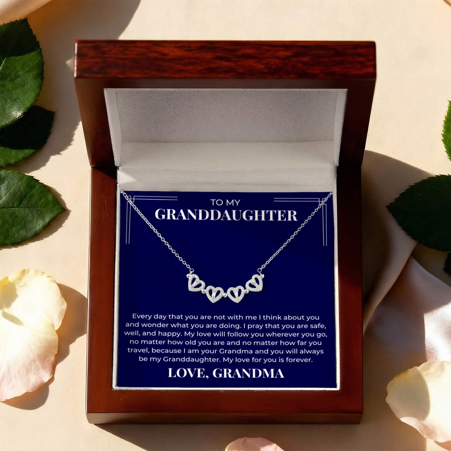 Four Heart Necklace - To My Granddaughter "My Love for you is Forever"