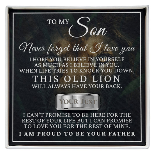 Engraved Men's Ring with Message Card - To My Son