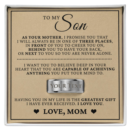 Engraved Men's Ring with Message Card - To My Son "My Greatest Gift"