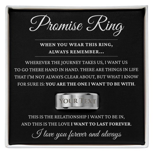 Engraved Men's Ring with Message Card - Promise Ring "I Love You Forever and Always"
