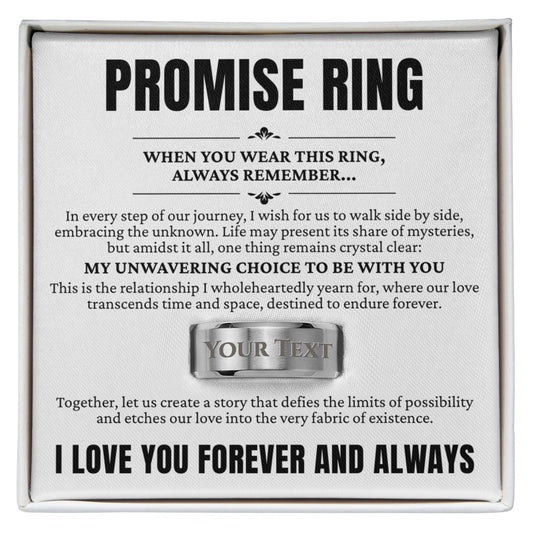 Promise Ring - Engraved Men's Ring with Message Card "My Unwavering Choice to be with You"