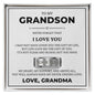 Engraved Men's Ring with Message Card - To My Grandson "I Love You"