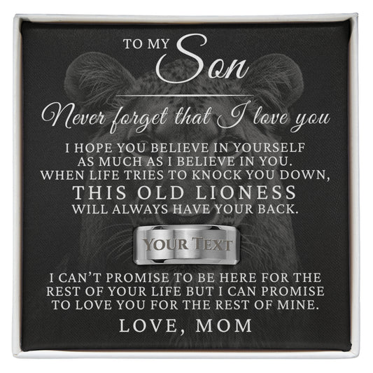 Engraved Men's Ring with Message Card - To My Son "Believe In Yourself"