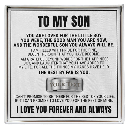 Engraved Men's Ring with Message Card - To My Son "You Are Loved"