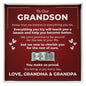 Engraved Men's Ring with Message Card - To Our Grandson "You Make Us Proud"