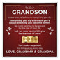 Engraved Men's Ring with Message Card - To Our Grandson "You Make Us Proud"