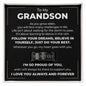 Engraved Men's Ring with Message Card - To My Grandson "I'm So Proud of You"