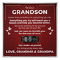 Engraved Men's Ring with Message Card - To Our Grandson "You Make Us Proud"