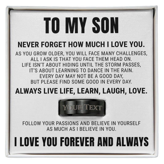 Engraved Men's Ring with Message Card - To My Son "I Believe In You"