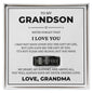 Engraved Men's Ring with Message Card - To My Grandson "I Love You"