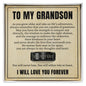 Engraved Men's Ring with Message Card - To My Grandson "You Will Never Lose"