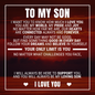 Engraved Men's Ring with Message Card - To My Son "Our Hearts Are Connected"