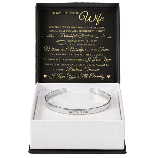 Cuff Bracelet Engraved - To My Wife "I Love You With All My Heart"