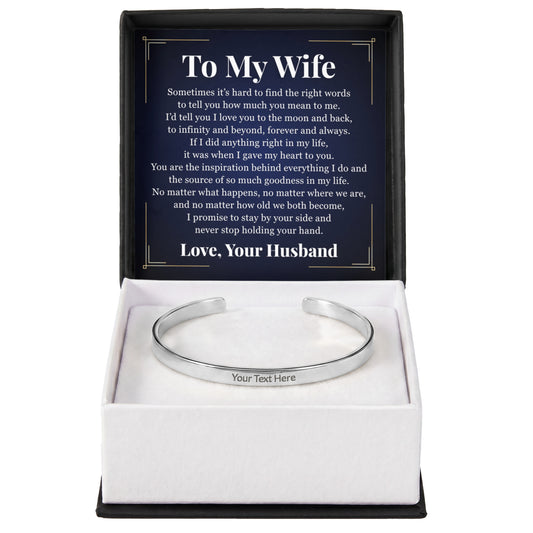 Cuff Bracelet Engraved - To My Wife "I Love You To The Moon and Back"