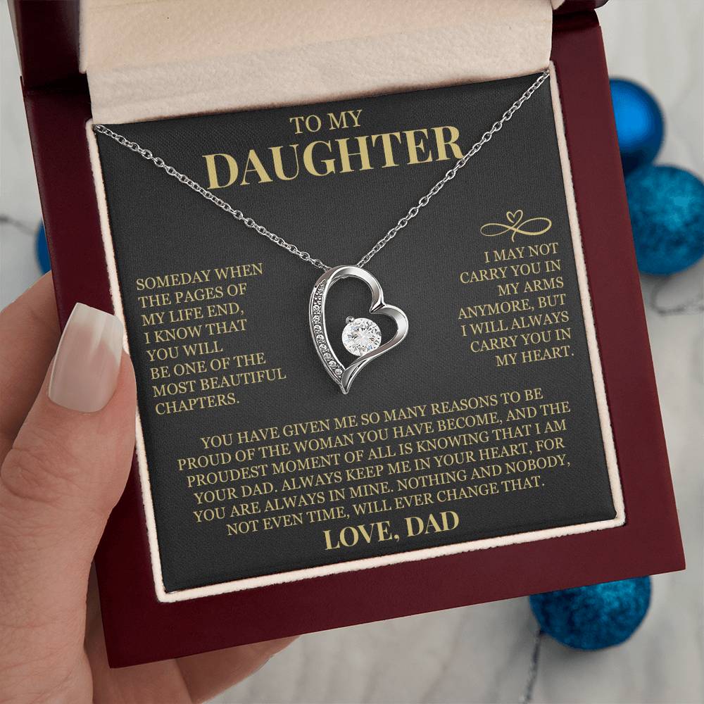 To My Daughter "Always Carry Me In Your Heart" Forever Love Necklace