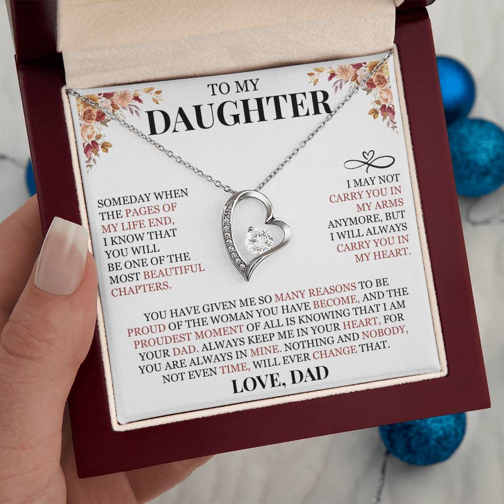 To My Daughter "I Will Always Carry You In My Heart" Forever Love Necklace