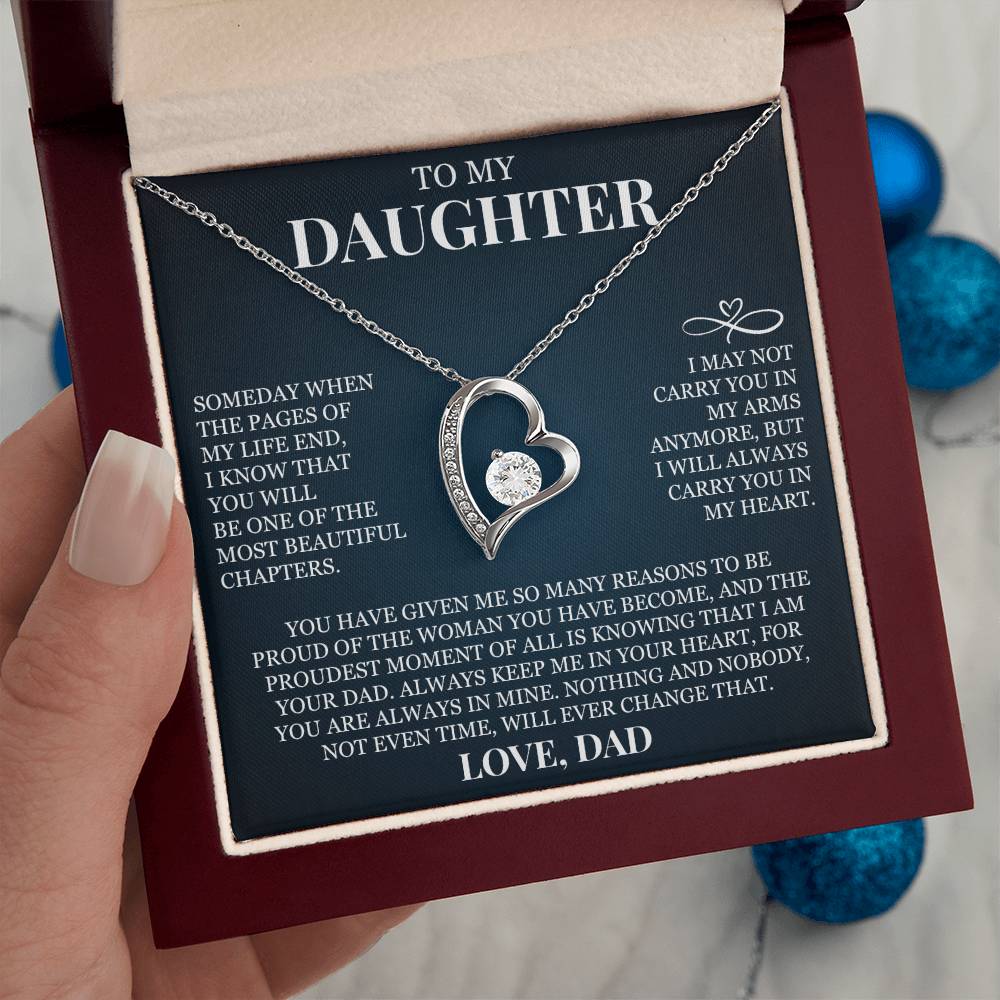 To My Daughter "Always Keep Me In Your Heart" Forever Love Necklace