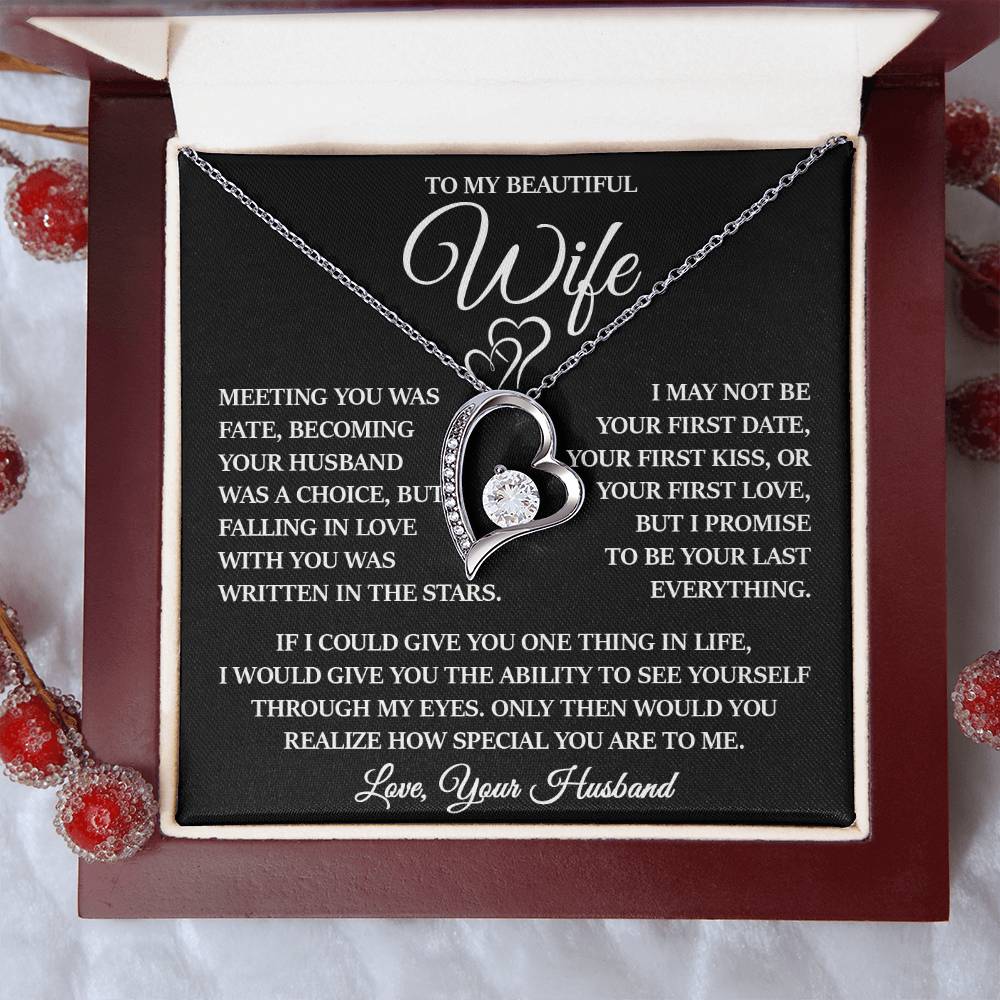 To My Beautiful Wife "Written In The Stars" Heart Necklace