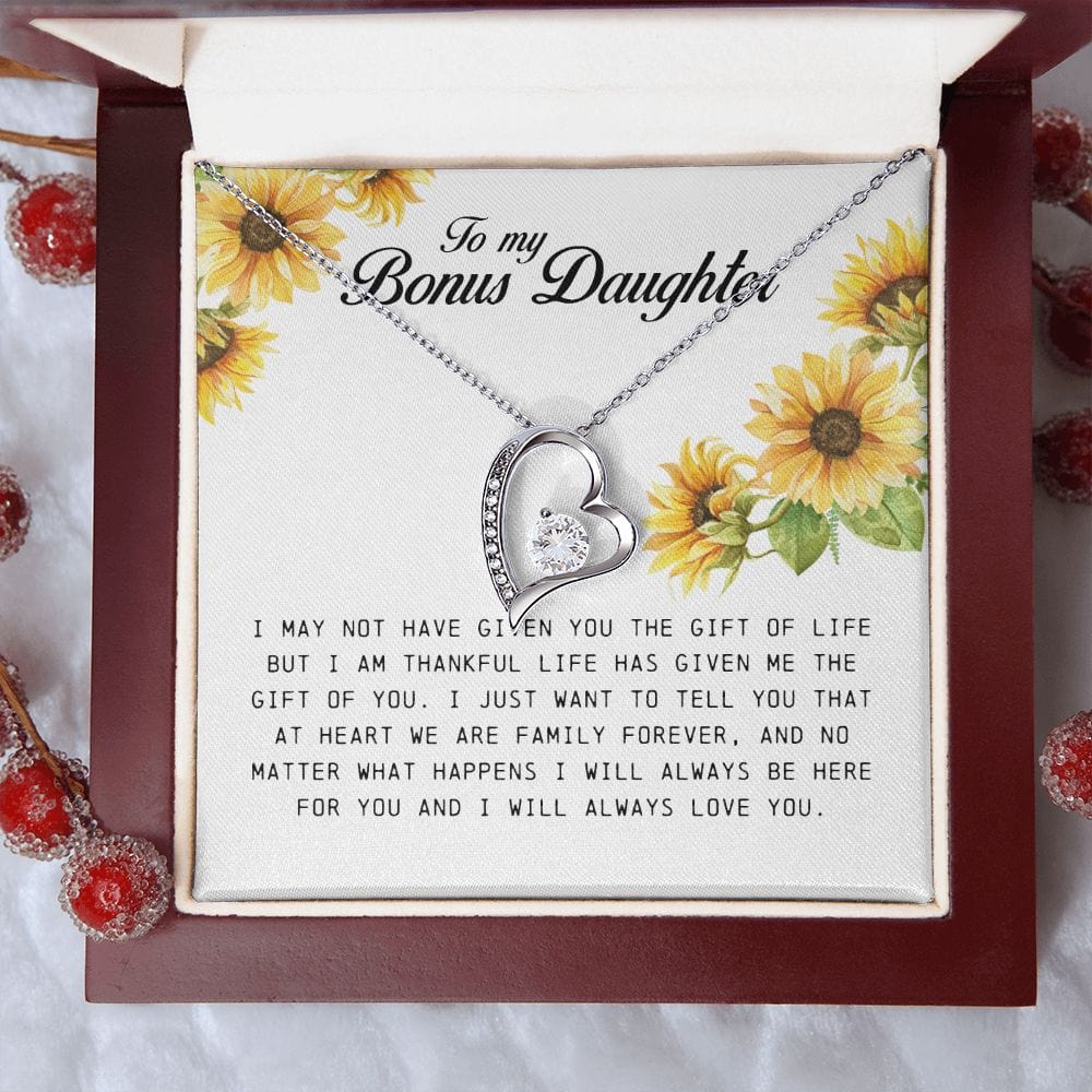 To My Bonus Daughter, Forever Heart Necklace
