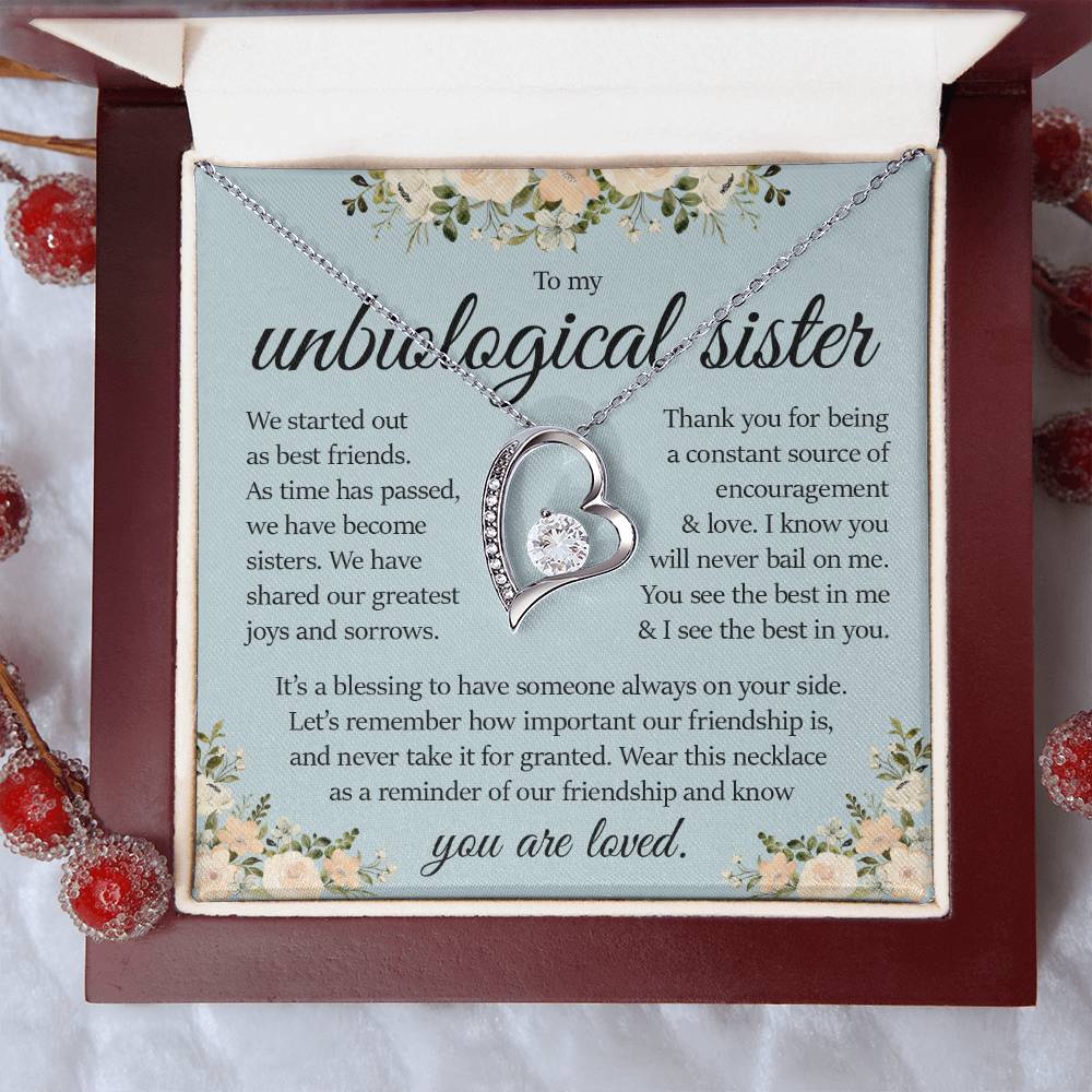 Forever Heart Necklace, Unbiological Sister Gift