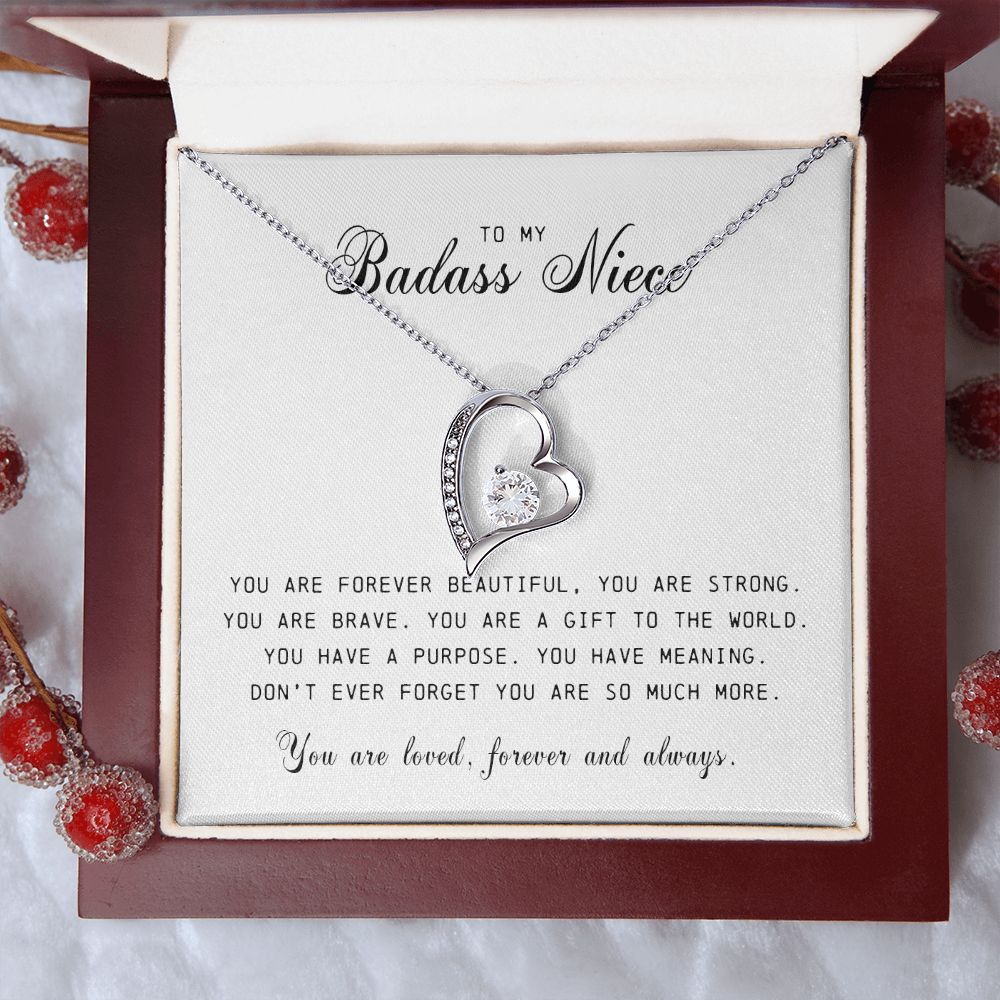 To My Badass Niece, Forever Heart Necklace