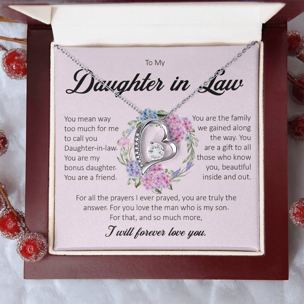 To My Daughter In Law, Forever Heart Necklace