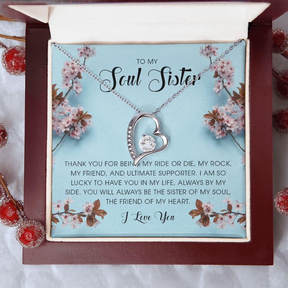 To My Soul Sister, Forever Heart Necklace