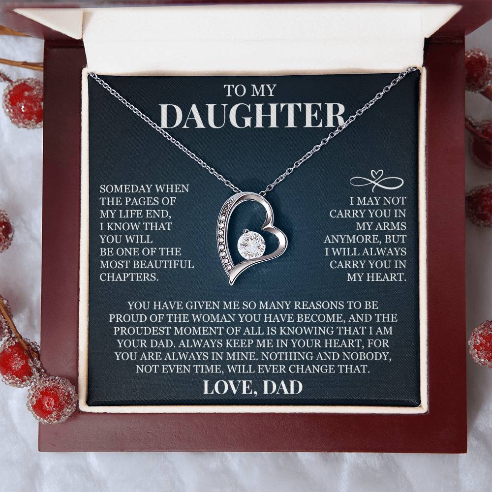 To My Daughter "Always Keep Me In Your Heart" Forever Love Necklace