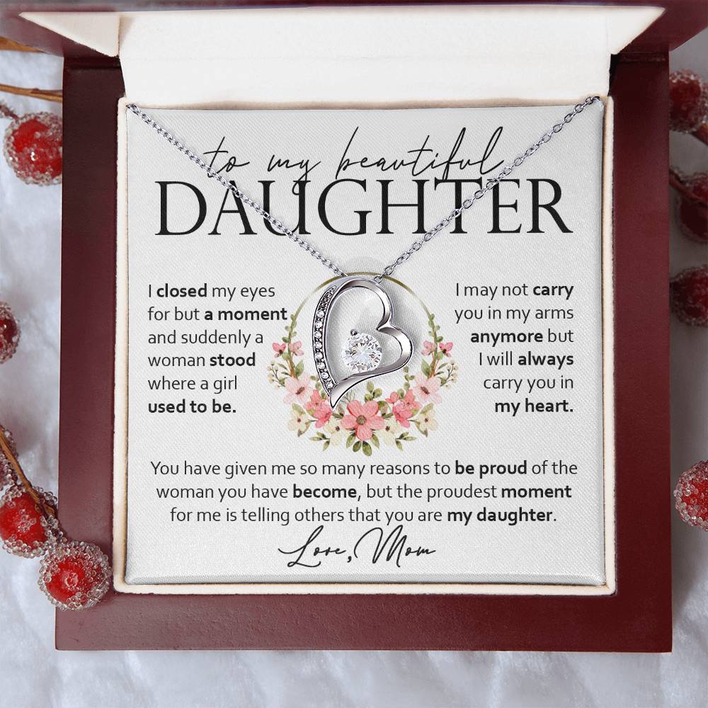 Forever Heart Necklace, Daughter Gift