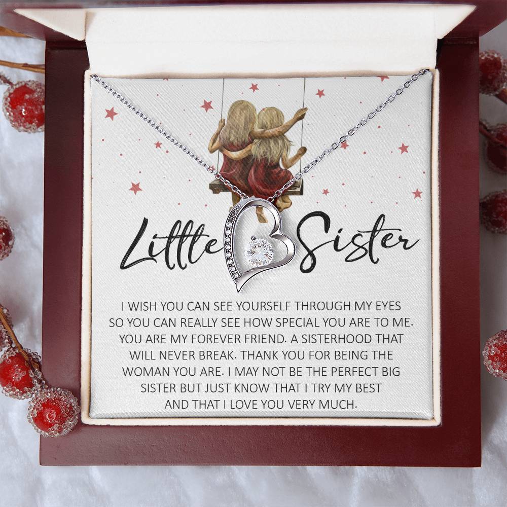 Forever Heart Necklace, Little Sister Gift