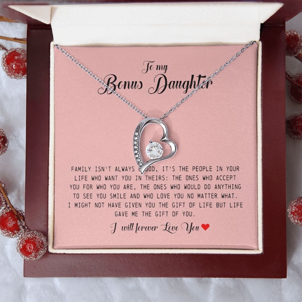 To My Bonus Daughter, Forever Heart Necklace