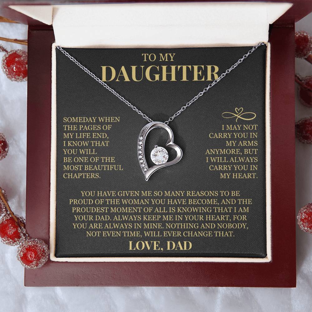To My Daughter "Always Carry Me In Your Heart" Forever Love Necklace