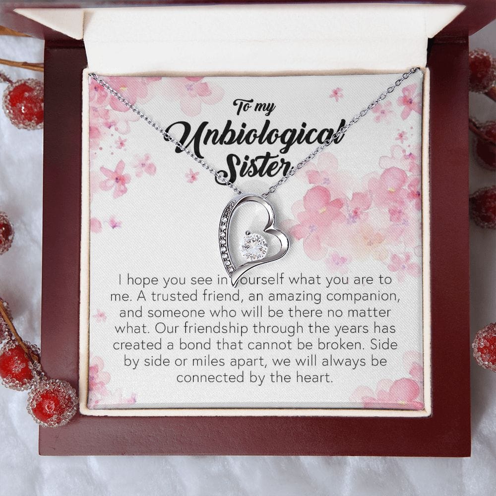 To My Unbiological Sister, Forever Heart Necklace
