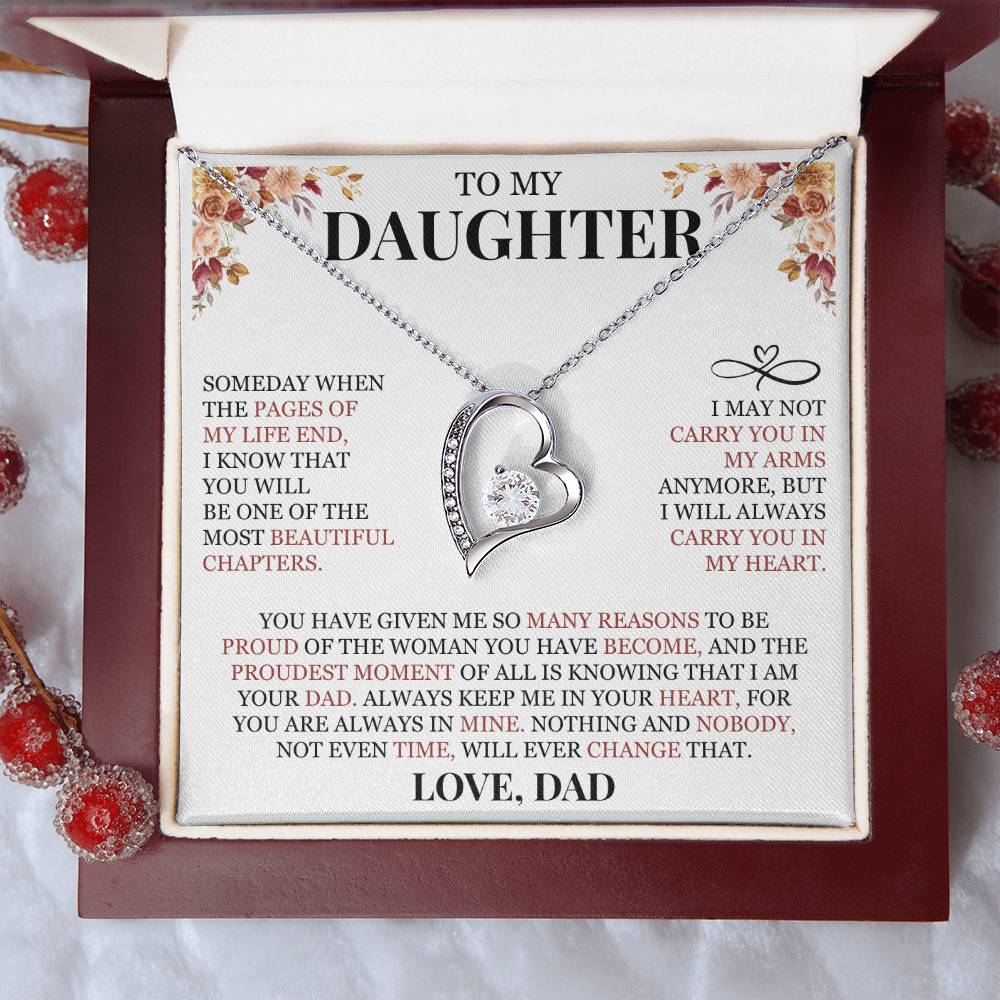 To My Daughter "I Will Always Carry You In My Heart" Forever Love Necklace