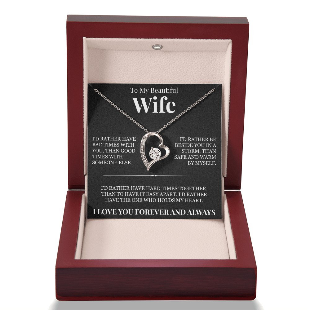Forever Love Necklace - To My Beautiful Wife "The One Who Holds My Heart"