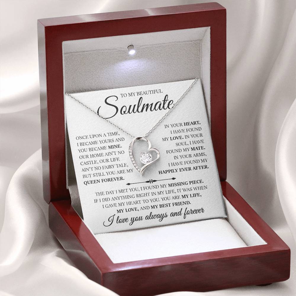 To My Beautiful Soulmate "In Your Arms I Have Found My Happily Ever After" Love Necklace