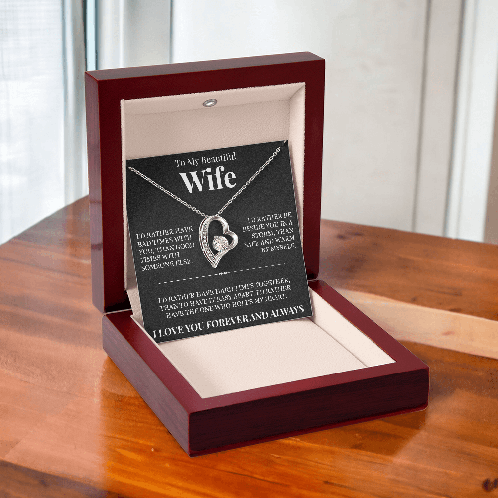 Forever Love Necklace - To My Beautiful Wife "The One Who Holds My Heart"