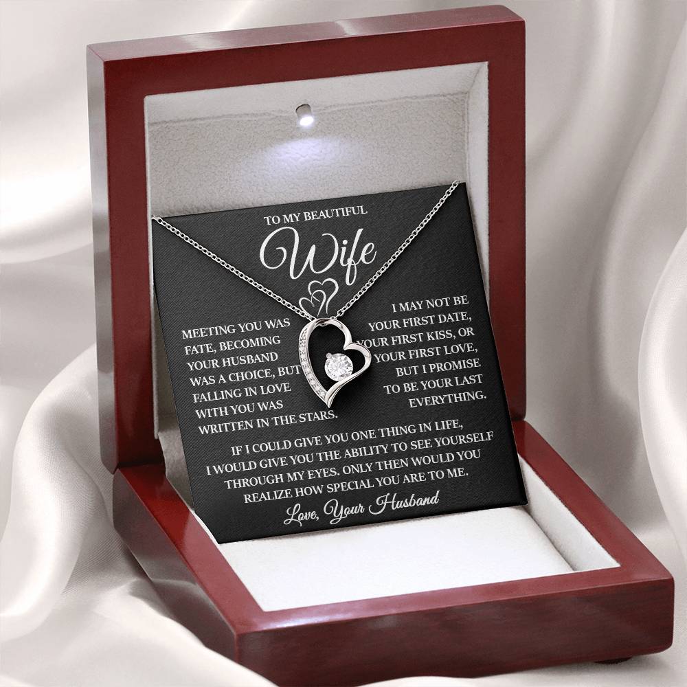 To My Beautiful Wife "Written In The Stars" Heart Necklace