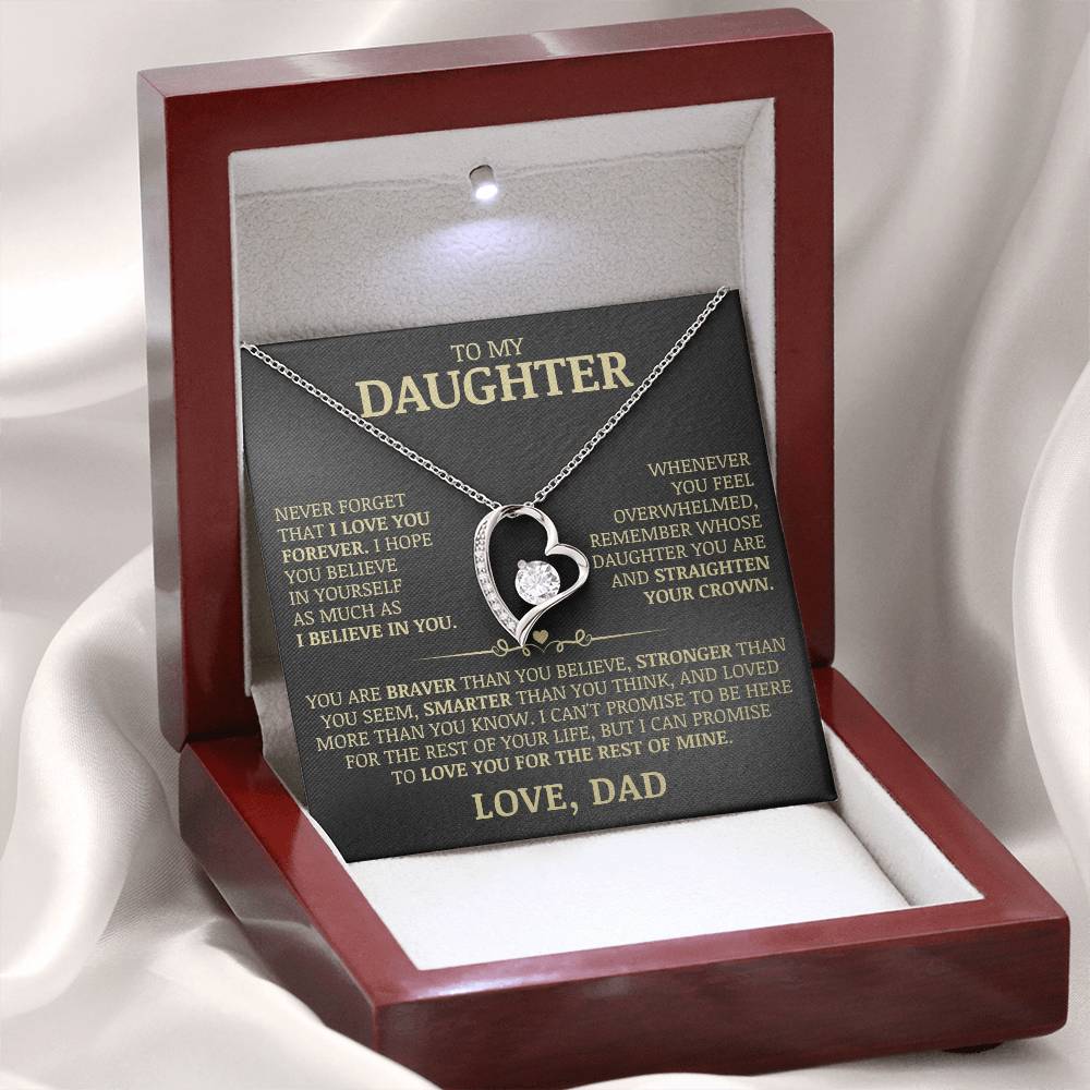 To My Daughter "Never Forget That I Love You" Necklace