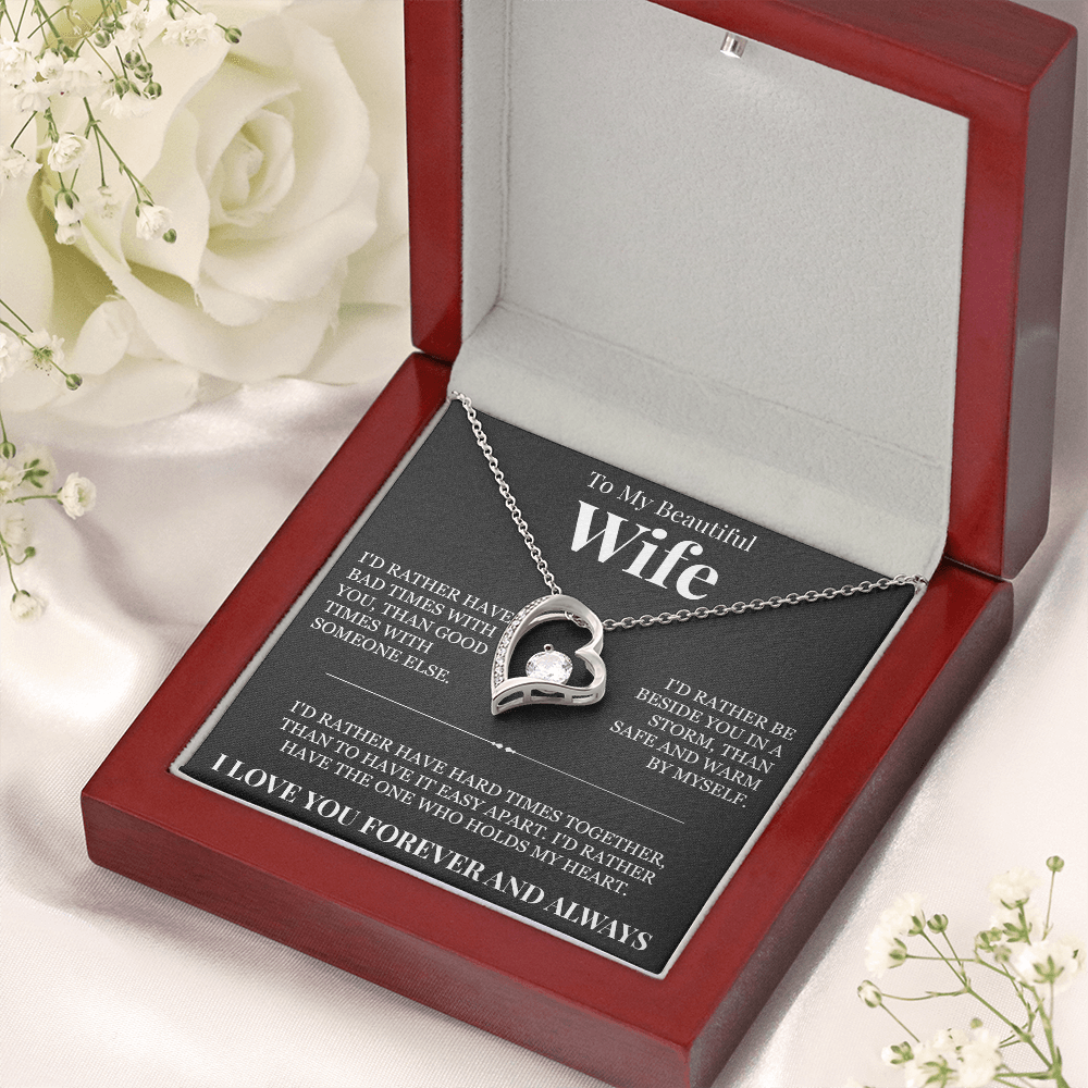 Forever Love Necklace - To My Beautiful Wife "The One Who Holds My Heart"