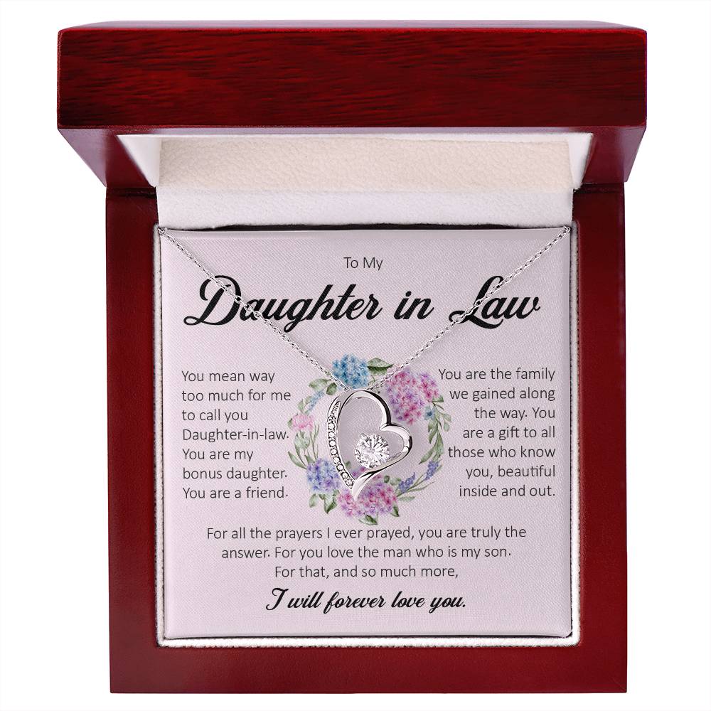 To My Daughter In Law, Forever Heart Necklace