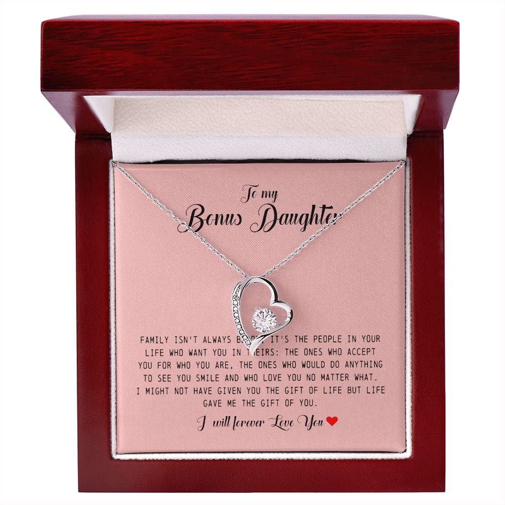 To My Bonus Daughter, Forever Heart Necklace