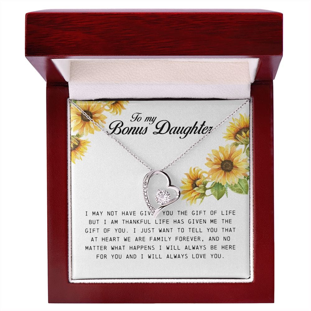 To My Bonus Daughter, Forever Heart Necklace
