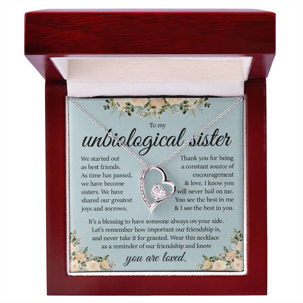 Forever Heart Necklace, Unbiological Sister Gift