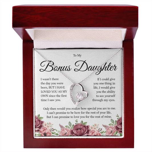To My Bonus Daughter, Forever Heart Necklace