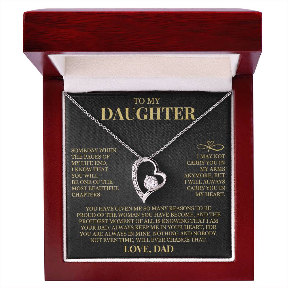 To My Daughter "Always Carry Me In Your Heart" Forever Love Necklace