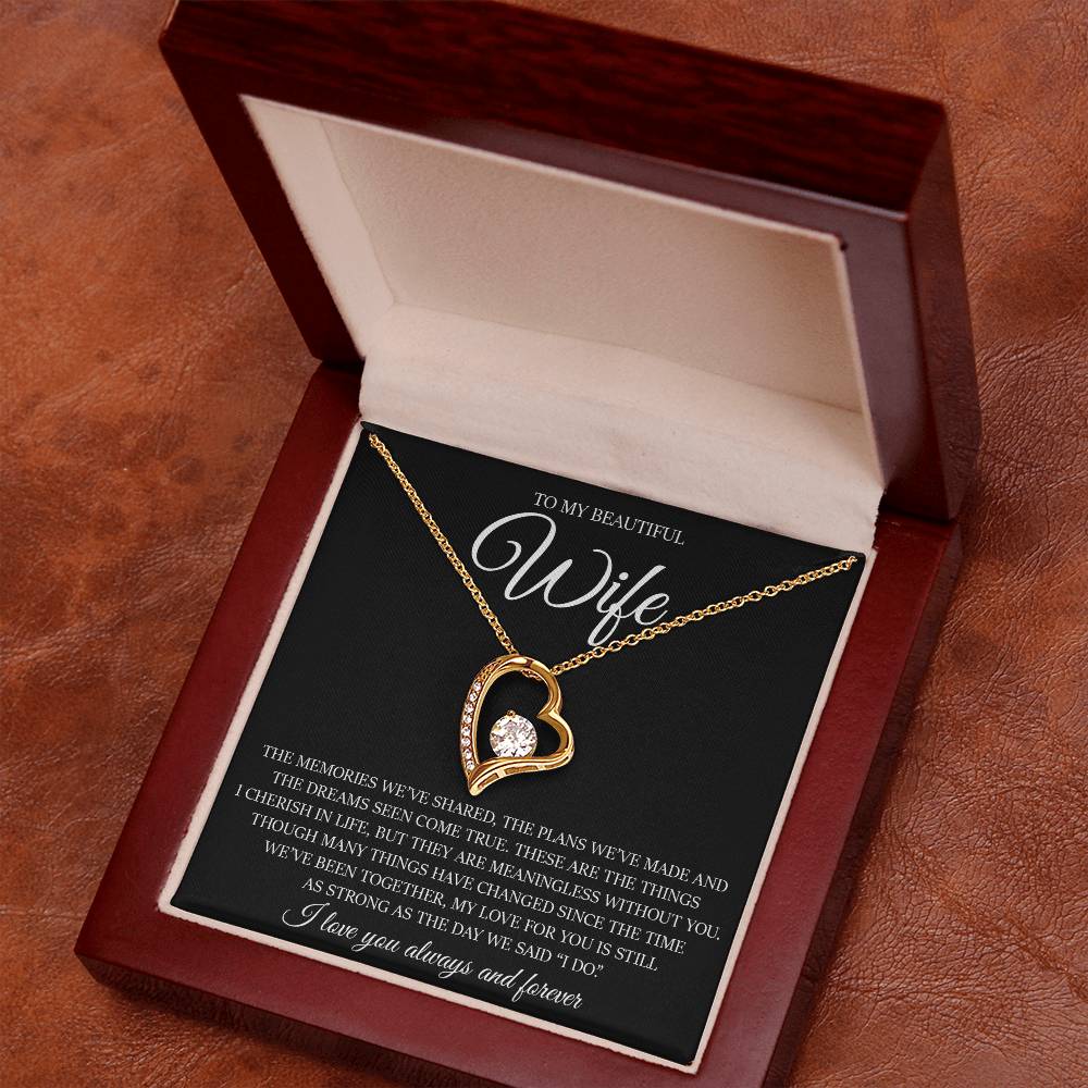 To My Beautiful Wife "My Love For You Is Still As Strong As The Day We Said I Do" Love Necklace