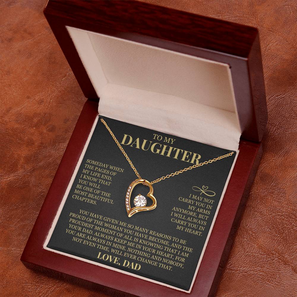 To My Daughter "Always Carry Me In Your Heart" Forever Love Necklace